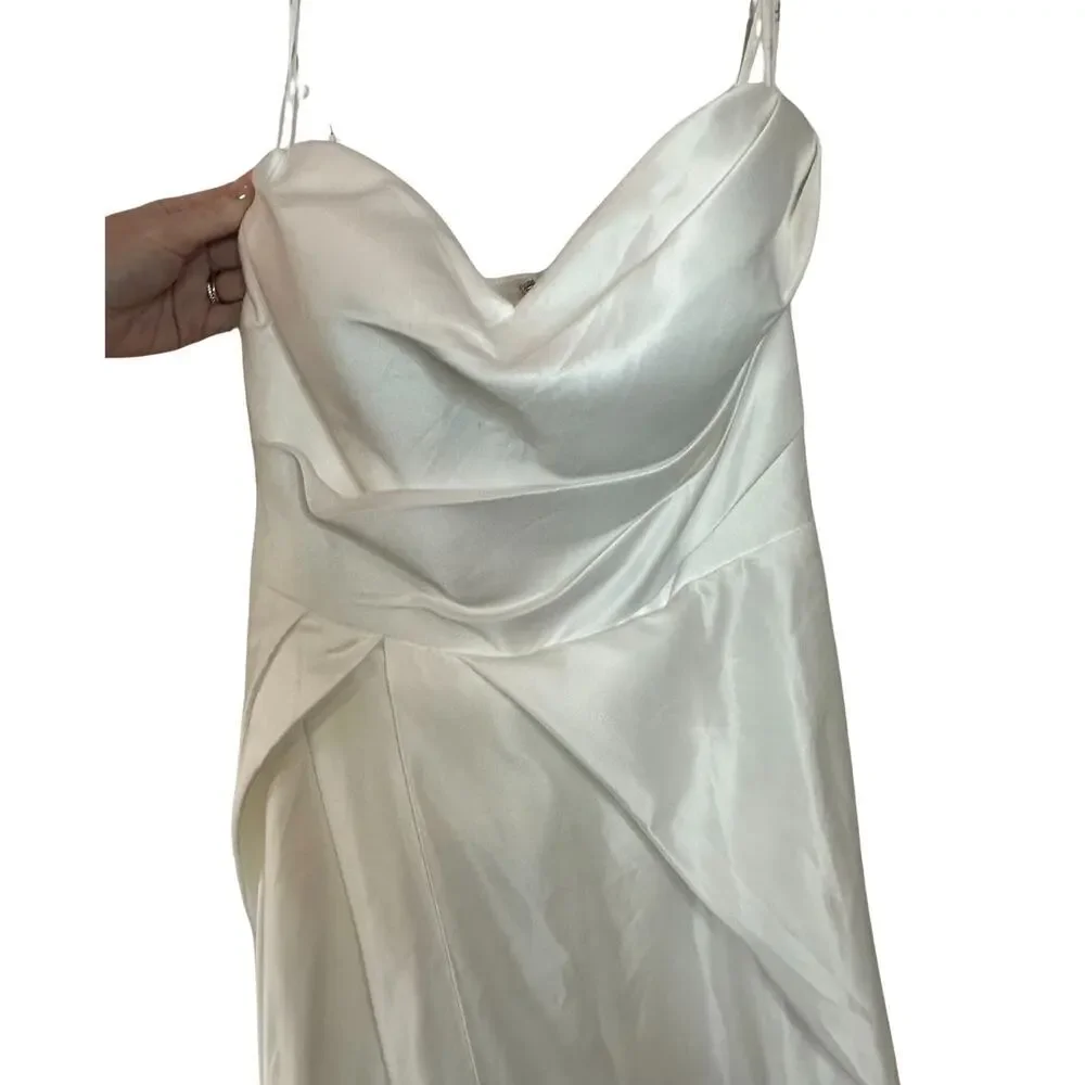 Lulus “Lifetime of Love” White Satin Strapless A-Line Gown - Size 8 – NWOT💍✨ - Picture 10 of 11